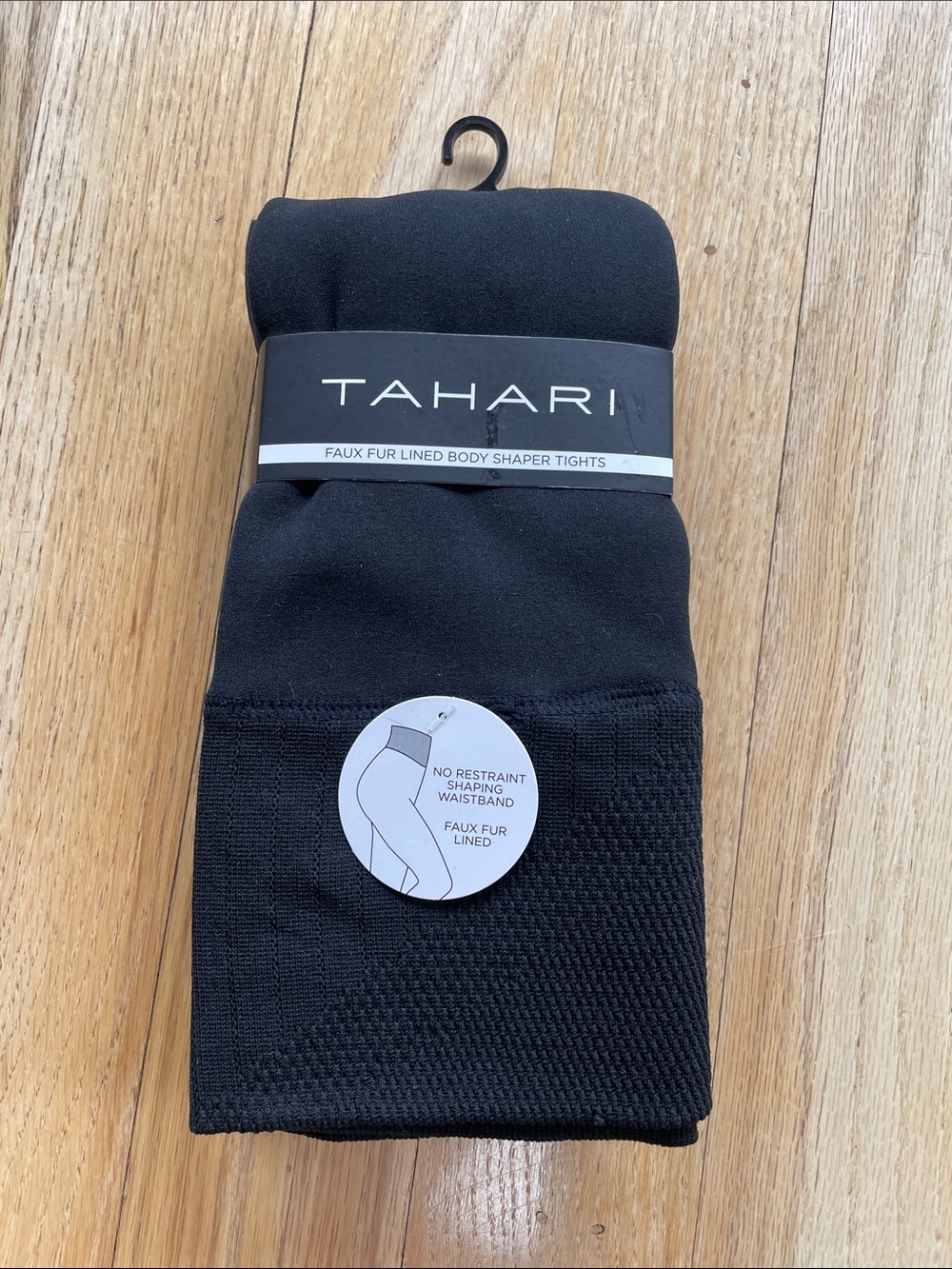 NWT Tahari Black Faux Fur Lined Shaper Tights, M/L